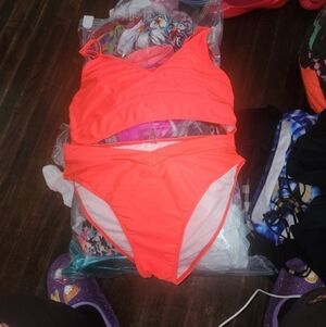 Shein new neon coral bikini 4x